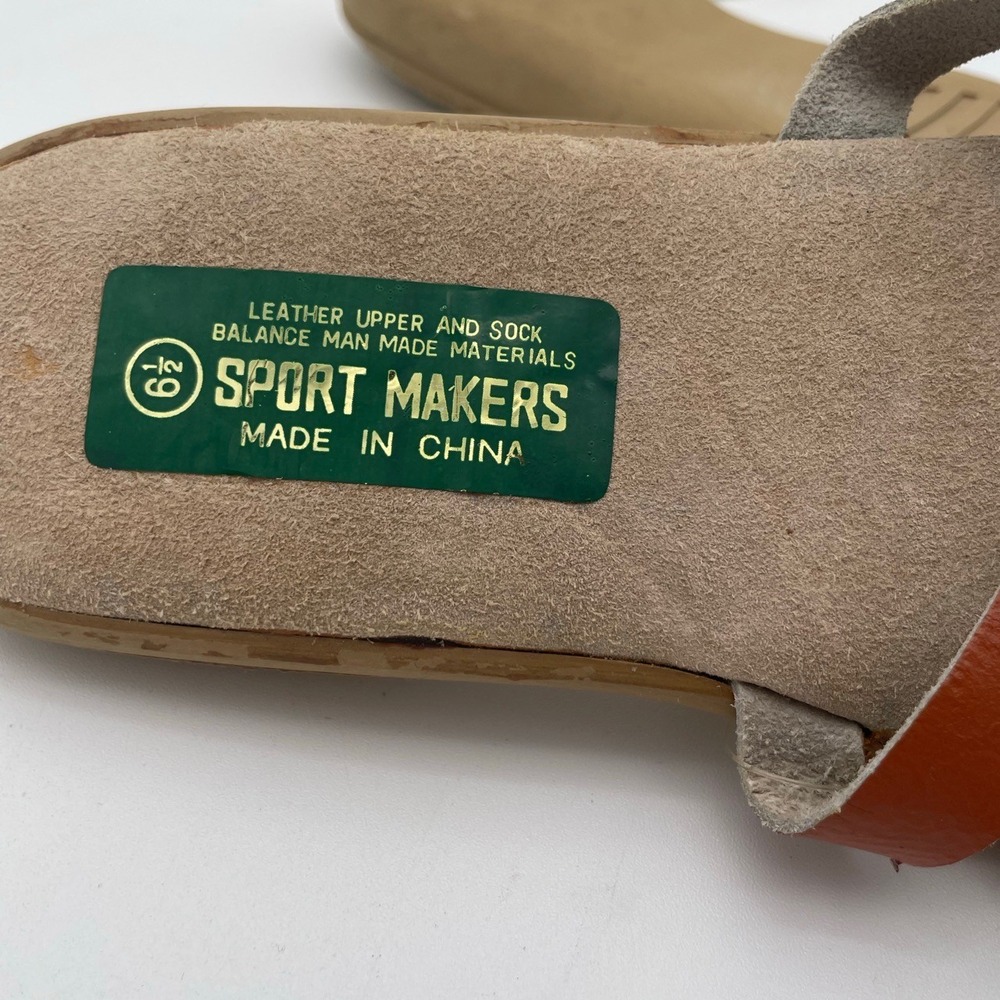 NWT Sport Makers Brown Leather CrissCross Straps Flat Vintage NOS Sandal‎ 6.5 - Picture 5 of 5